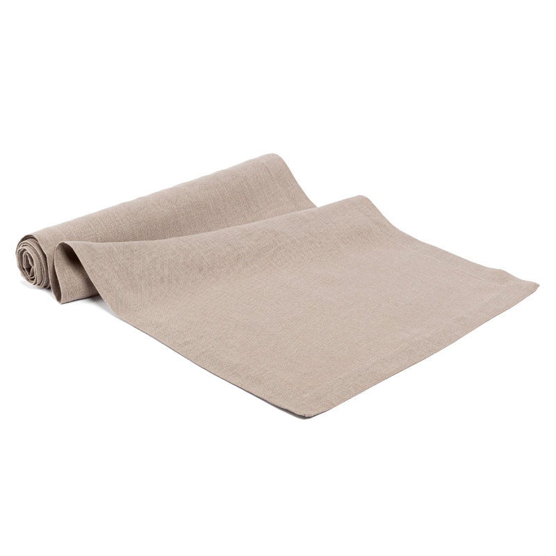 over&back Washed 100% Linen Table Runner - Machine Washable, 18" W x 108" L, Tan