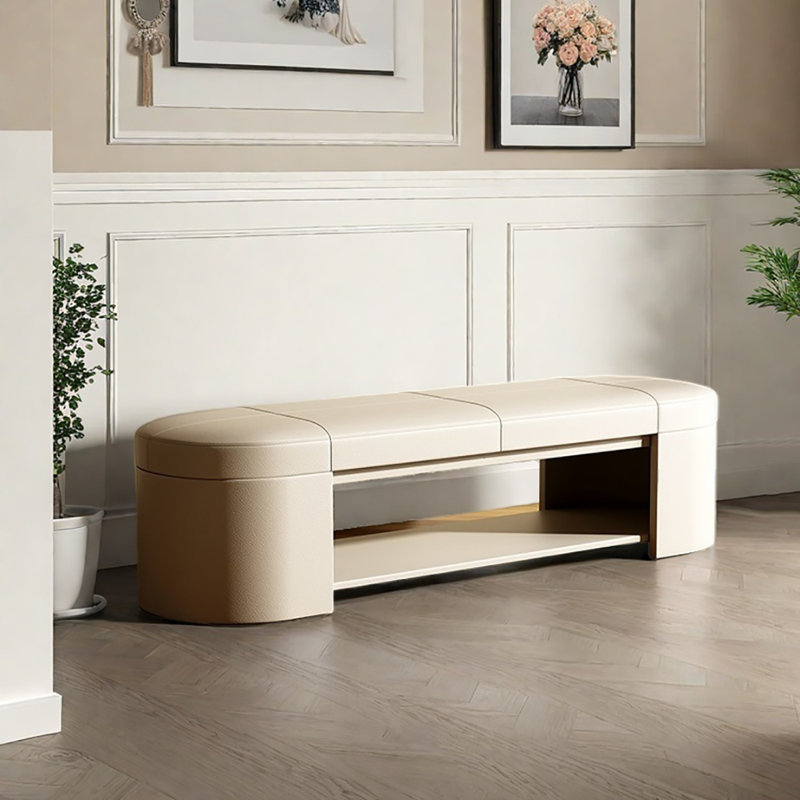 Tabouret avec rangement à chaussures 47,2 po, Beige