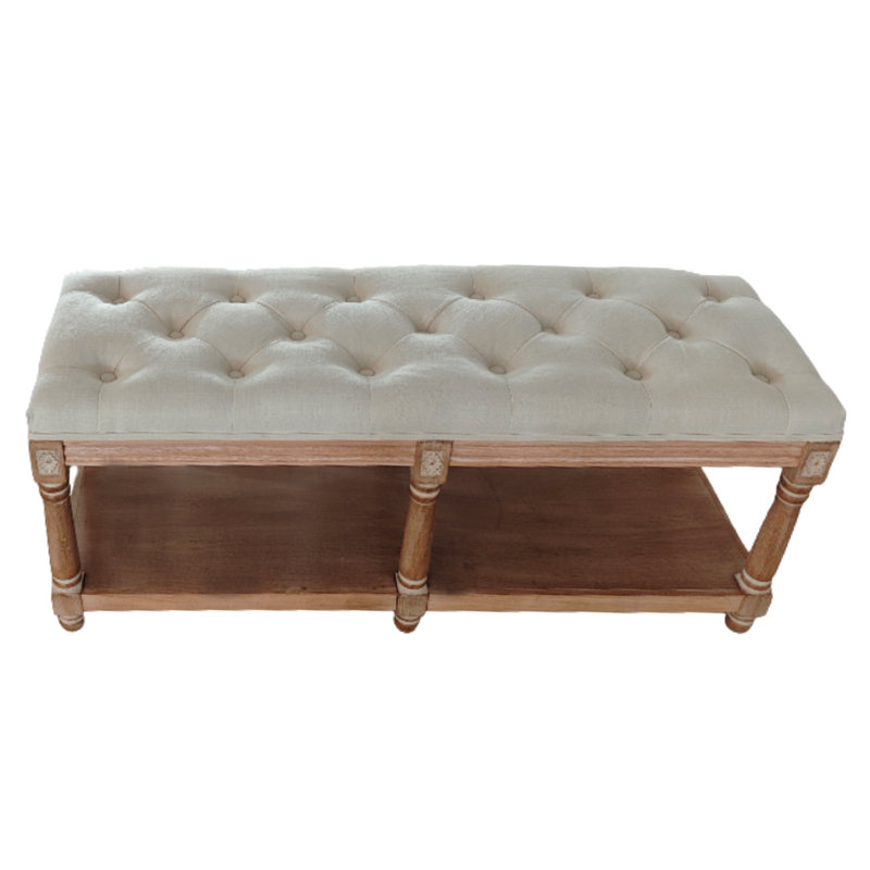 Linen Upholstered Storage Bench