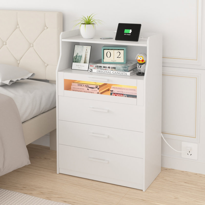 Table de chevet avec port USB et prises intégrées