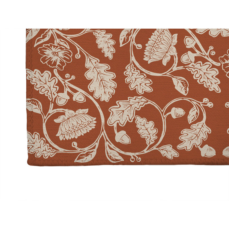 Tapis de cuisine antidérapant Autumn Vines, Épice / terre cuite, Rectangle 5 pi x 7 pi