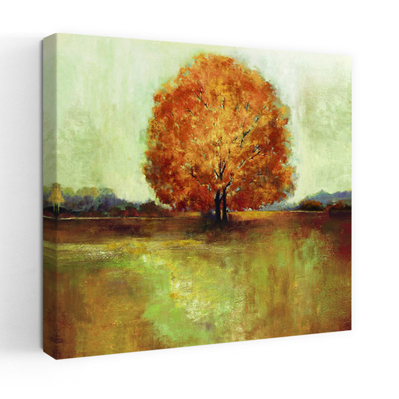 Champ de rêves, art abstrait contemporain d'automne, H 18 po x l 18 po