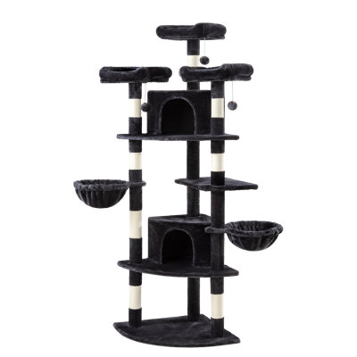 74'' H Carpet Cat Tree Condos and Platforms Included, with Scratching Posts and Basket