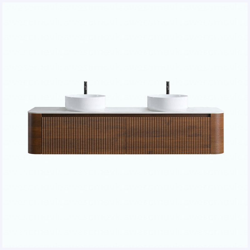 Bathroom Vanity with Top, Walnut, 71"
