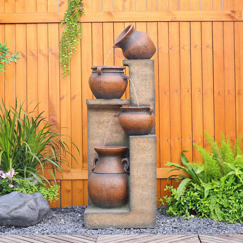 Handcrafted Weather Resistant Floor Fountain, Gold