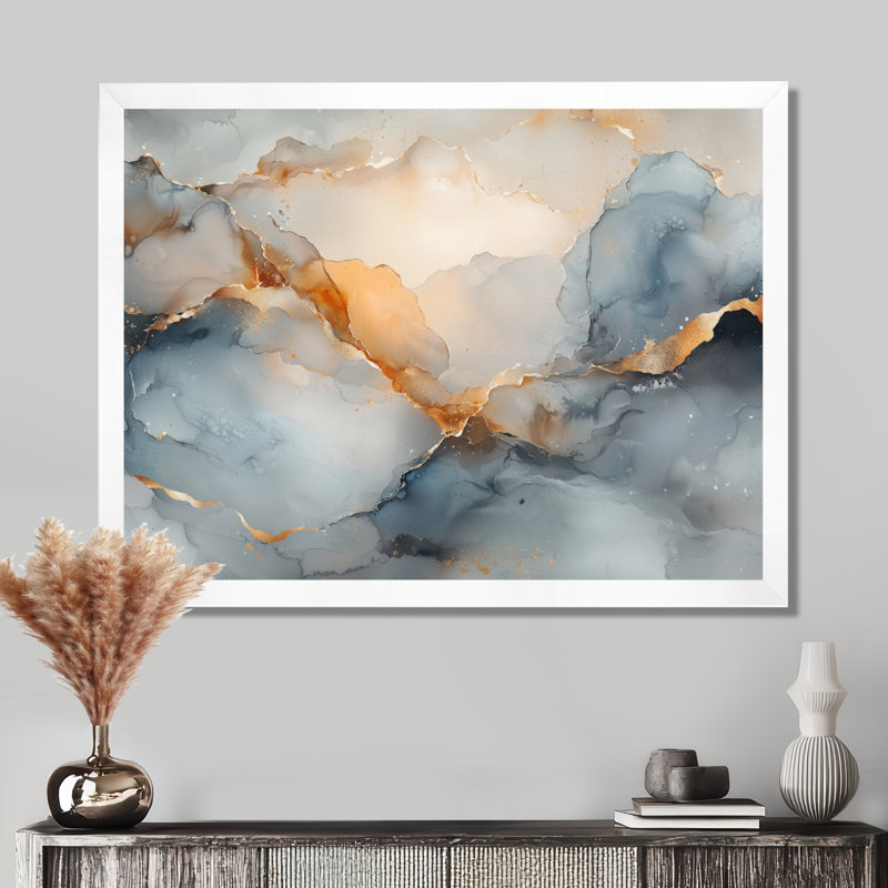 Amann - Abstract Wall Art, H 16 po x l 32 po, Blanc, Picture Framed