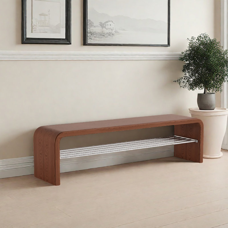 70.9in Shoe Storage Bench, Light Walnut