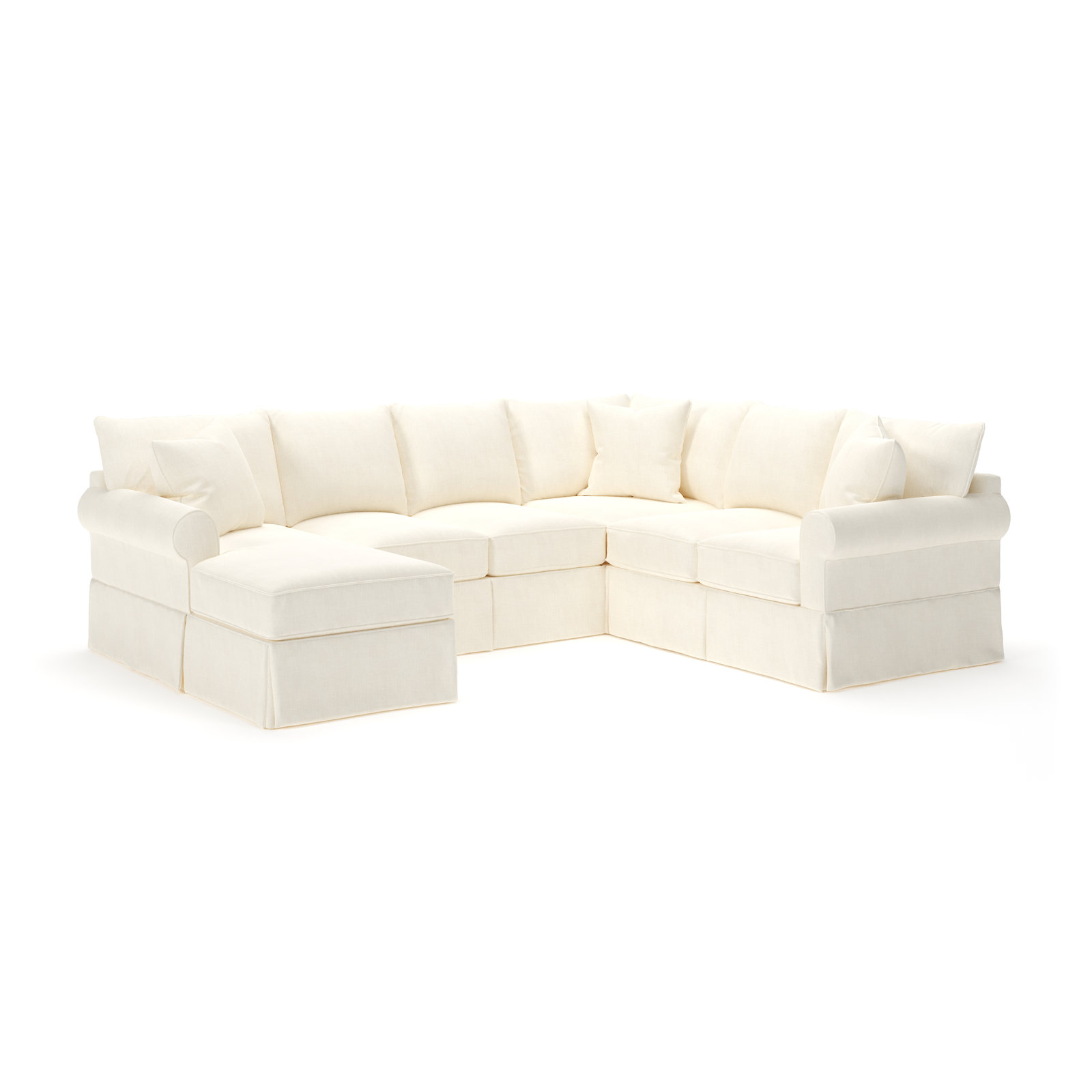 Amari Slipcovered U-Sectional, Left Hand Facing, Conversation Pearl Basketweave