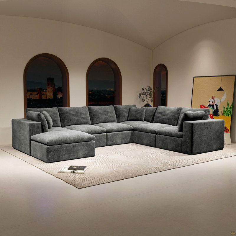 137.8*108.3"Modular Sectional Sofa Seat,Upholstered Compressed Couch