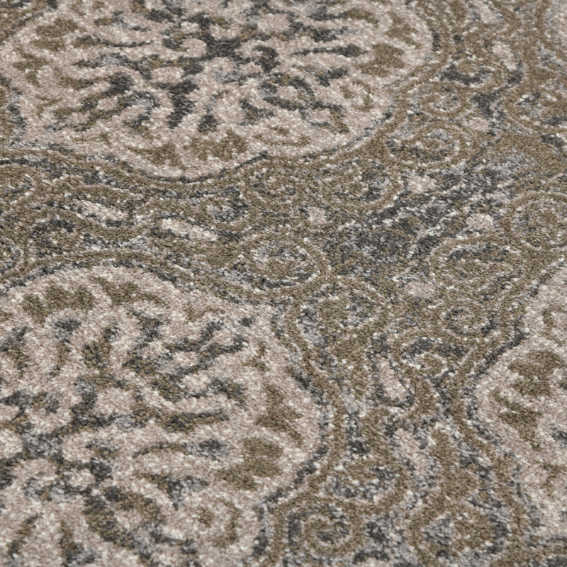 Tapis performance à poils courts et motif médaillon traditionnel Honig, Rectangle 2 pi x 3 pi