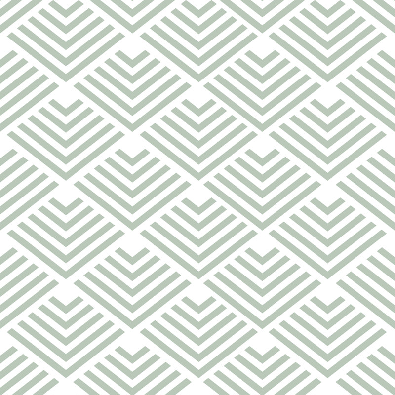 Papier peint géométrique à motif de chevrons géométriques, Vert