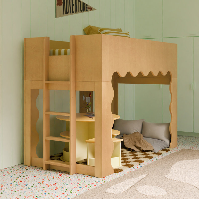 Lido Wave Convertible Low Loft Twin Bed, Honey