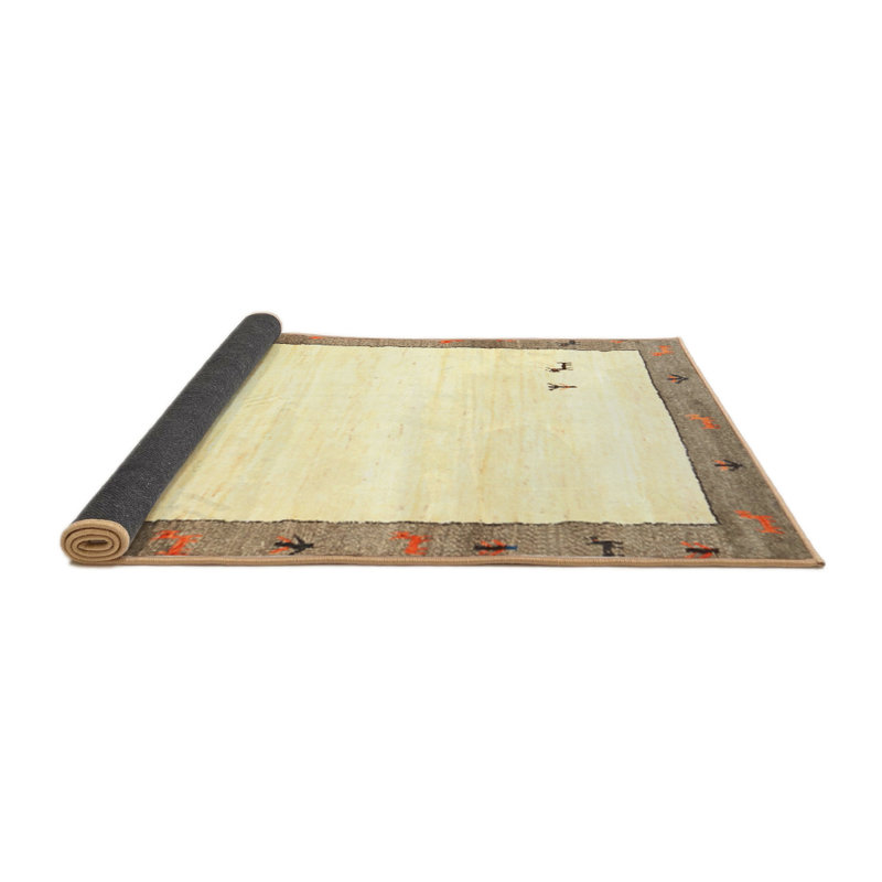 Tapis contemporain beige / gris, Carré 6 pi