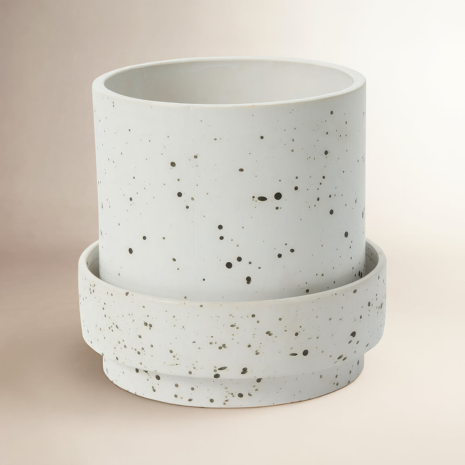 Bridgeway Pot with Saucer, 7.75" H x 8" W x 8" D
