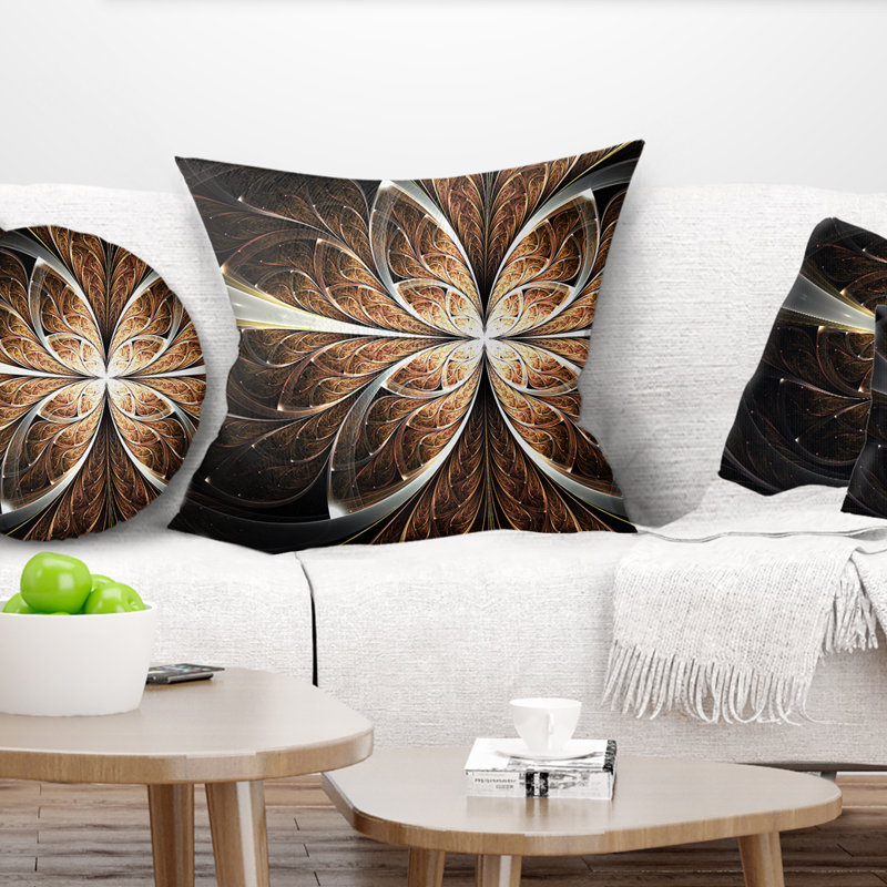 Coussin décoratif floral à fleurs fractales, 16 po x 1 po, Coussin décoratif