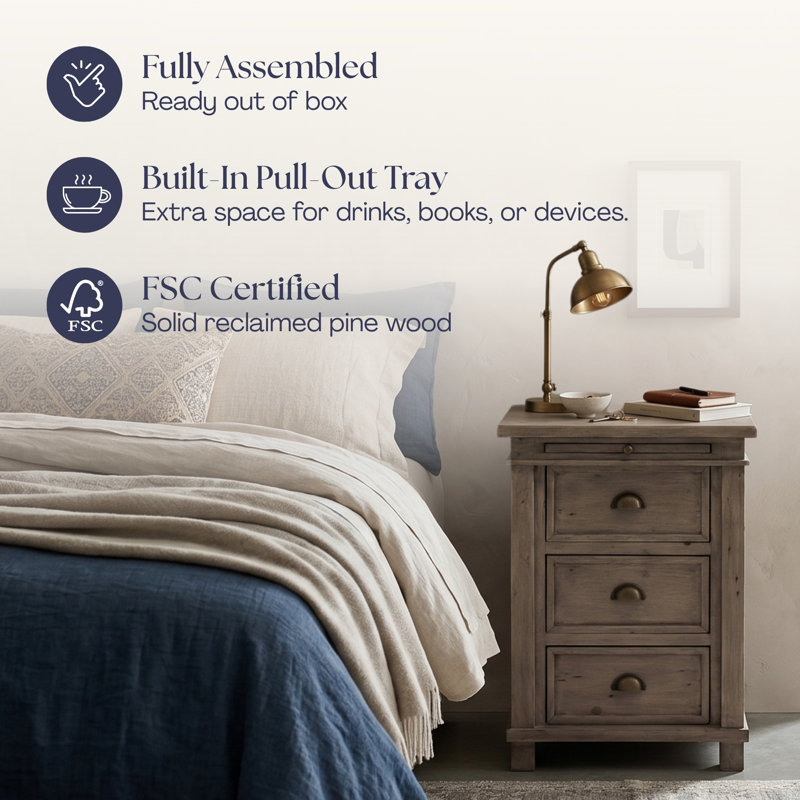 Resaca 20'' W Solid Wood Nightstand