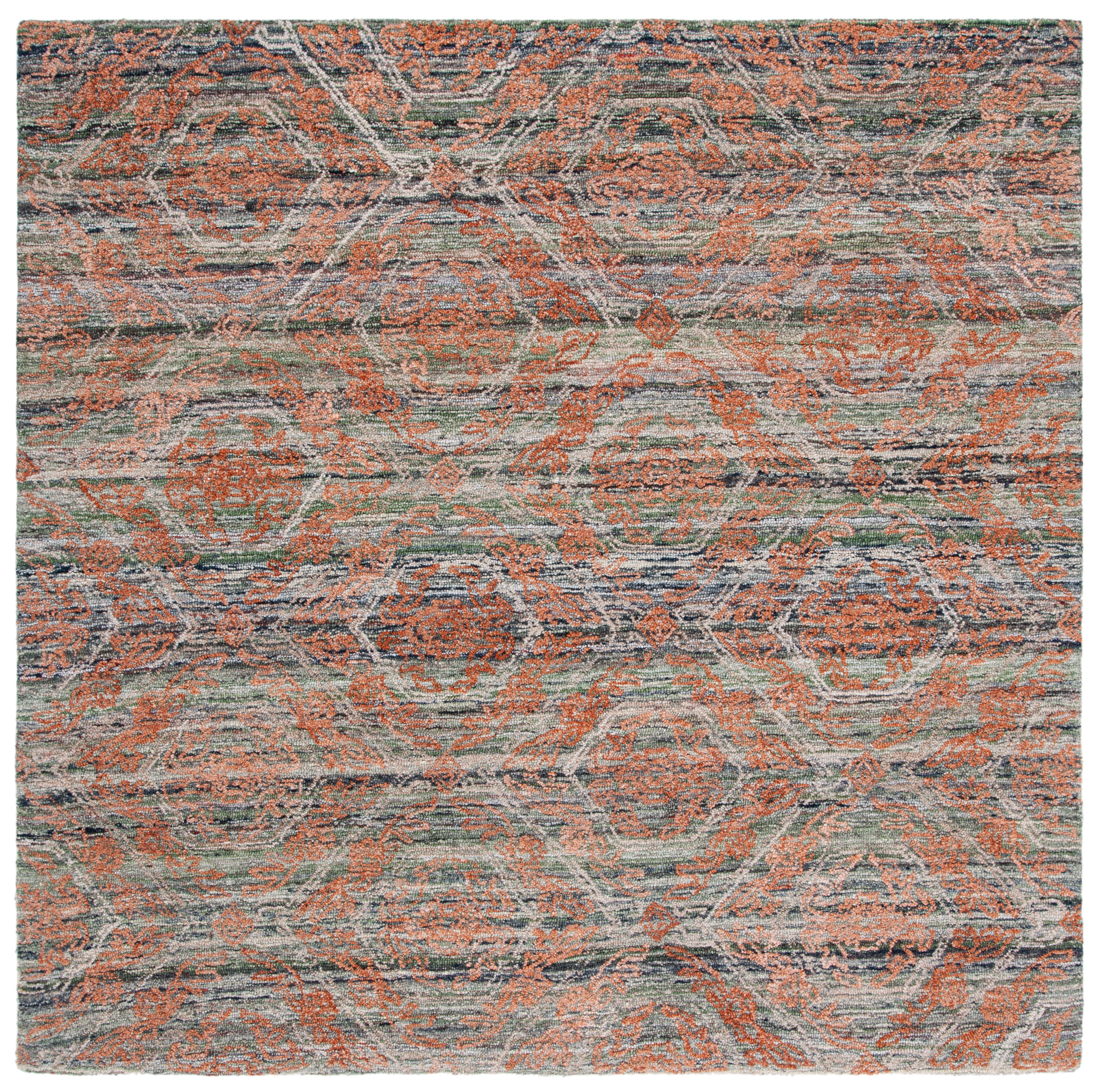 Union Rustic Geometric Handmade Tufted Sage Green/Rust Area Rug ...