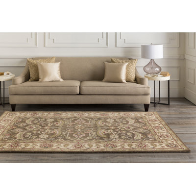 Surya Hand Tufted Wool Oriental Indoor Rug In Dark Brown,pale Pink,mauve,black,dark Red,red,gray,sage,olive