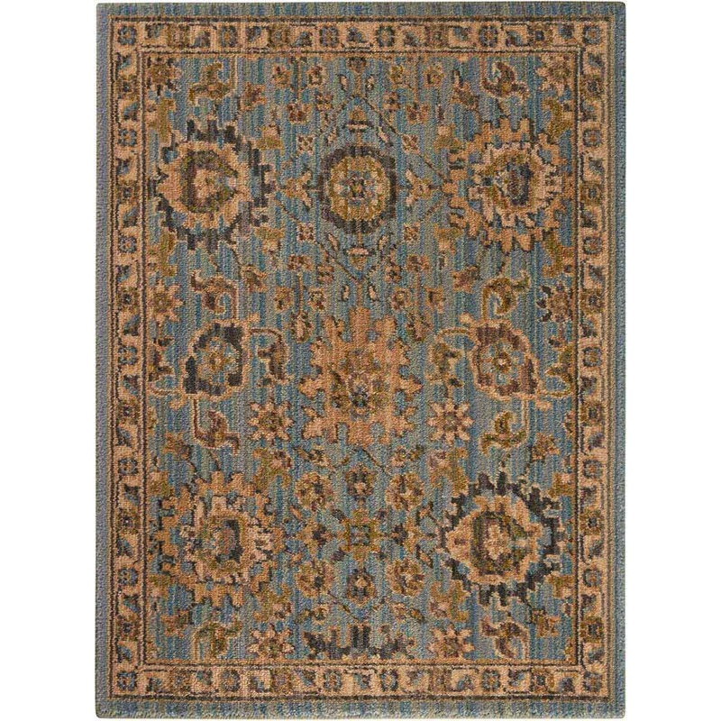 Tapis bleu clair en laine Vogan, Rectangle 2 pi 3 po x 3 pi