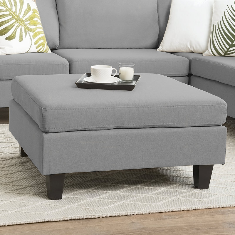 Finley 76cm Wide Square Solid Colour Cocktail Ottoman, Light Grey