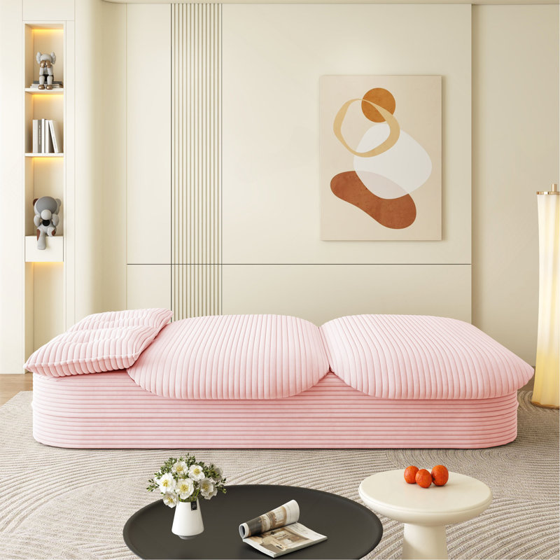 Canapé 78,7 po moderne 2-en-1 pliable avec couverture fonctionnelle et 2 coussins moelleux, canapé en velours côtelé moelleux confortable, canapé-lit convertible, canapé à siège profond pour le salon, la chambre à coucher