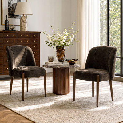Fauteuils d'appoint avec assise large de 52 cm (20,5 po), revêtement en chenille et pieds en bois massif