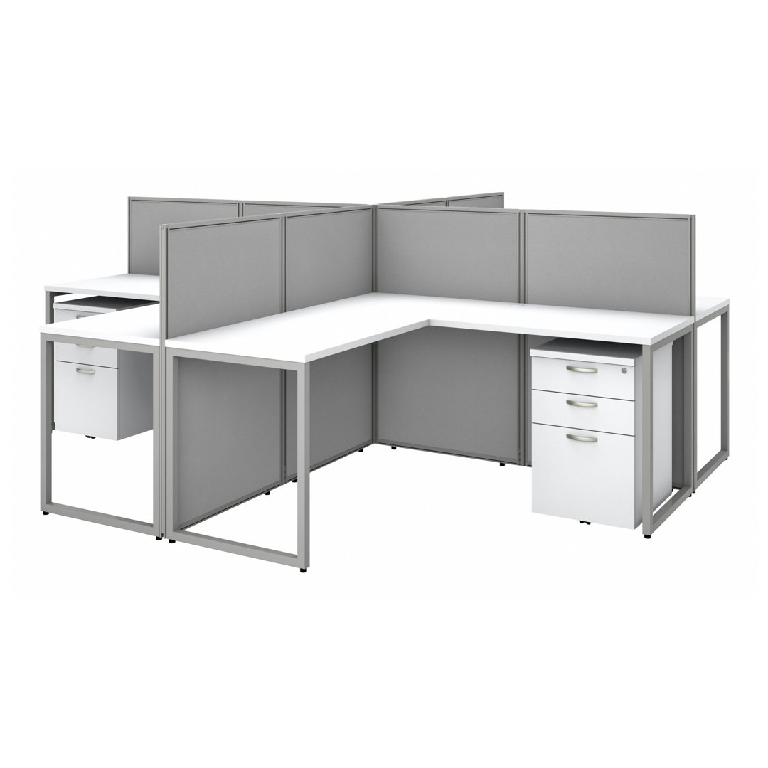 Easy Office 60W 4 Person L Shaped Benching Workstation - Reversible Bush Business Furniture 