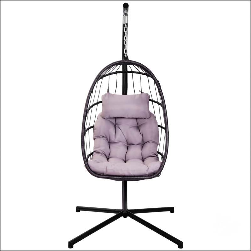 Chaise suspendue en osier pour l'extérieur, Gris