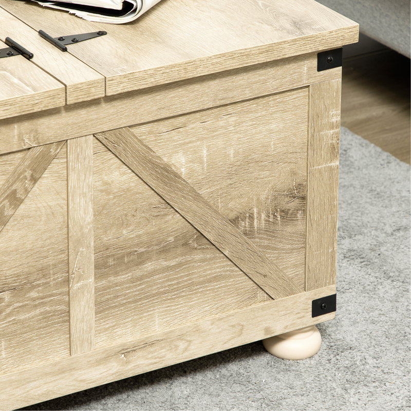 Farmhouse Storage Coffee Table, Natural/Light Yellow