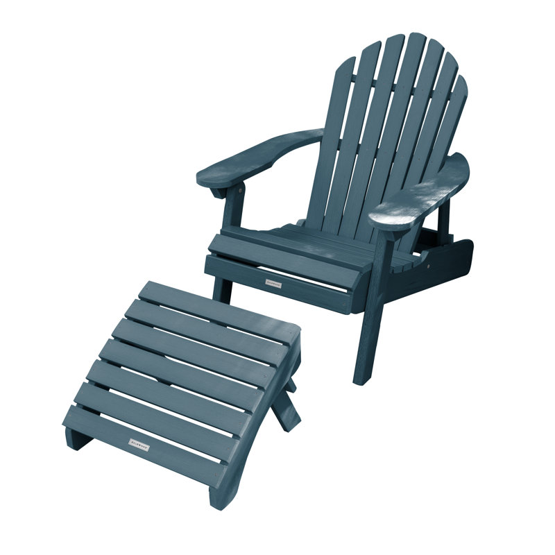 Anette 2-Piece Adirondack Chair and Ottoman Set, Nantucket Blue