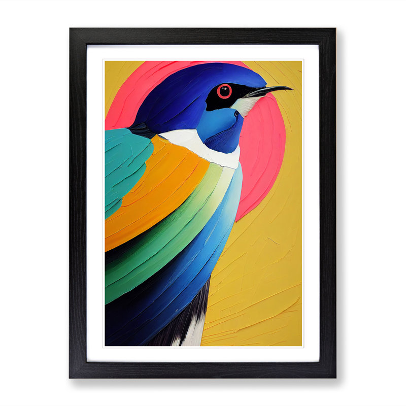 Swallow Bird Vol.1 - Single Picture Frame Painting, 34cm H x 25cm W x 2cm D, Oak