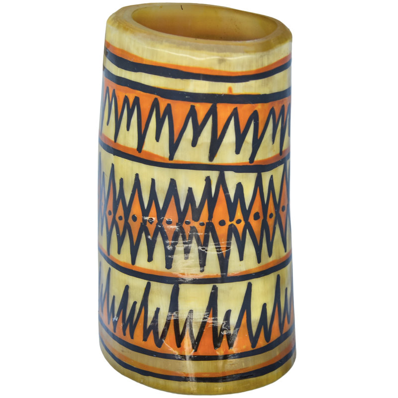 Vintage Handmade & Patterned West-african Natural Horn Vase