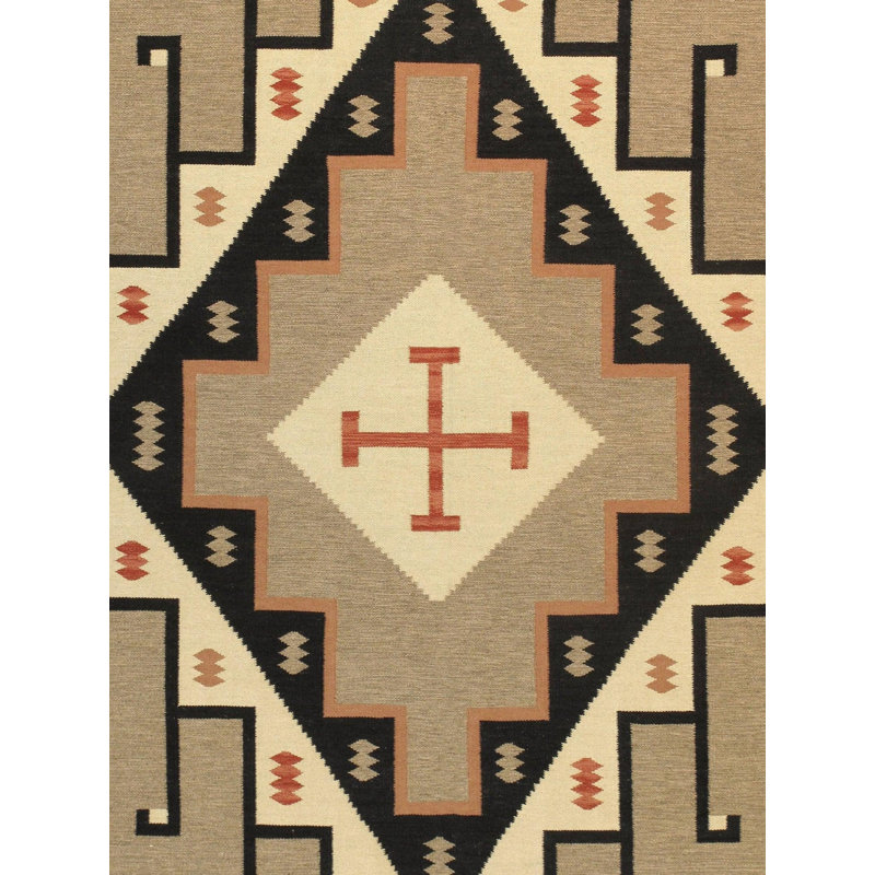 Canvello Navajo Style Hand-Woven Wool Mocha Area Rug- 8'9" X 11'11"