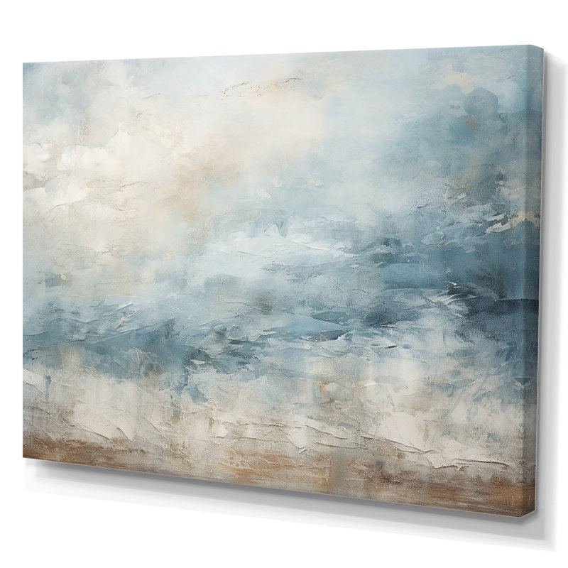 «Beige Blue Ocean Storm I», reproduction d'art sur toile, formes abstraites, Toile tendue, H 30 po x l 40 po x P 1,5 po