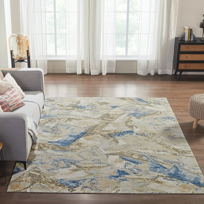 Berget Wool Abstract Area Rug, Rectangle 7'6" x 9'6"