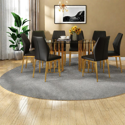 Seat Dining Table Sets(must Include Both Table And Chair) Glass Metal Modern Home Dining