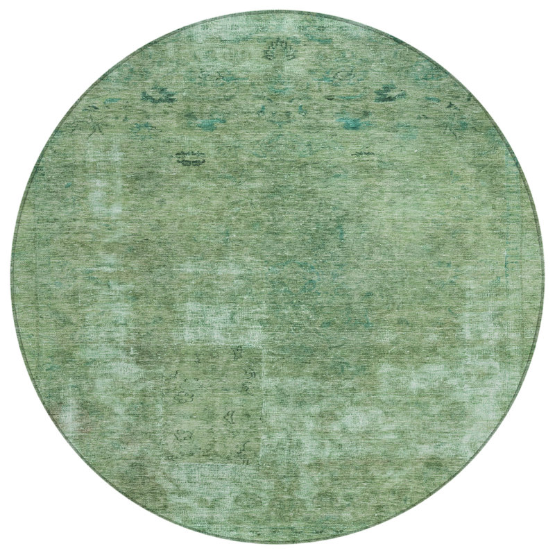 Isadorae Green Washable Indoor-Outdoor Rug - LOOMLAN, 8' x 8'