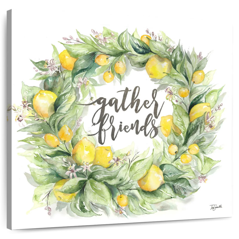 Panneau mural aquarelle, couronne de citron et amis
