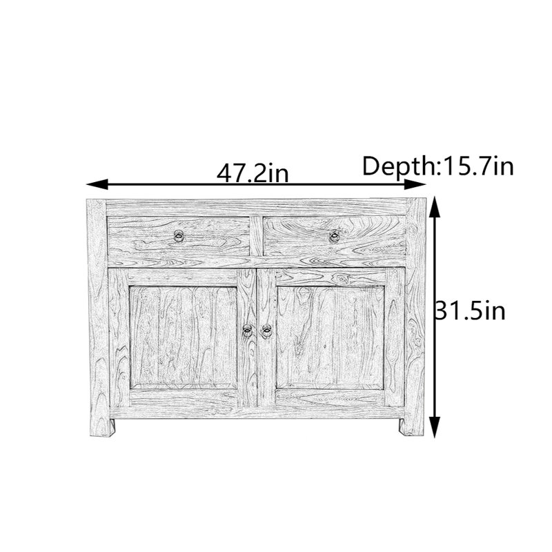 Armoire console en bois d'orme massif