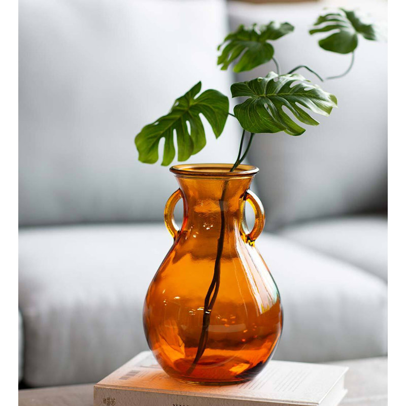 Xane Handmade Glass Table Vase, Orange