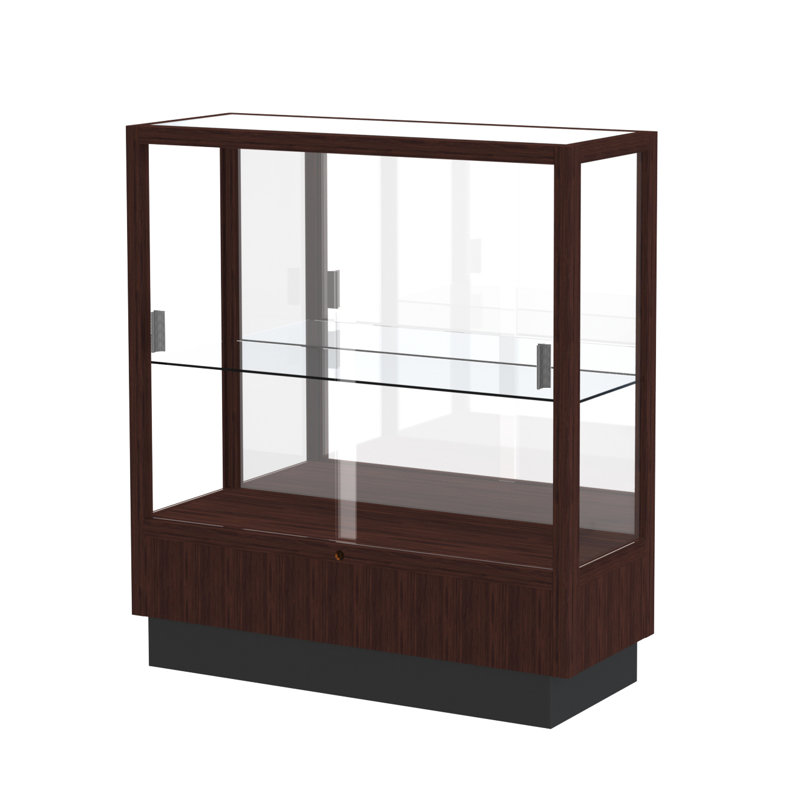 Heritage Honey Maple and Clear Glass Display Case with Adjustable Shelves