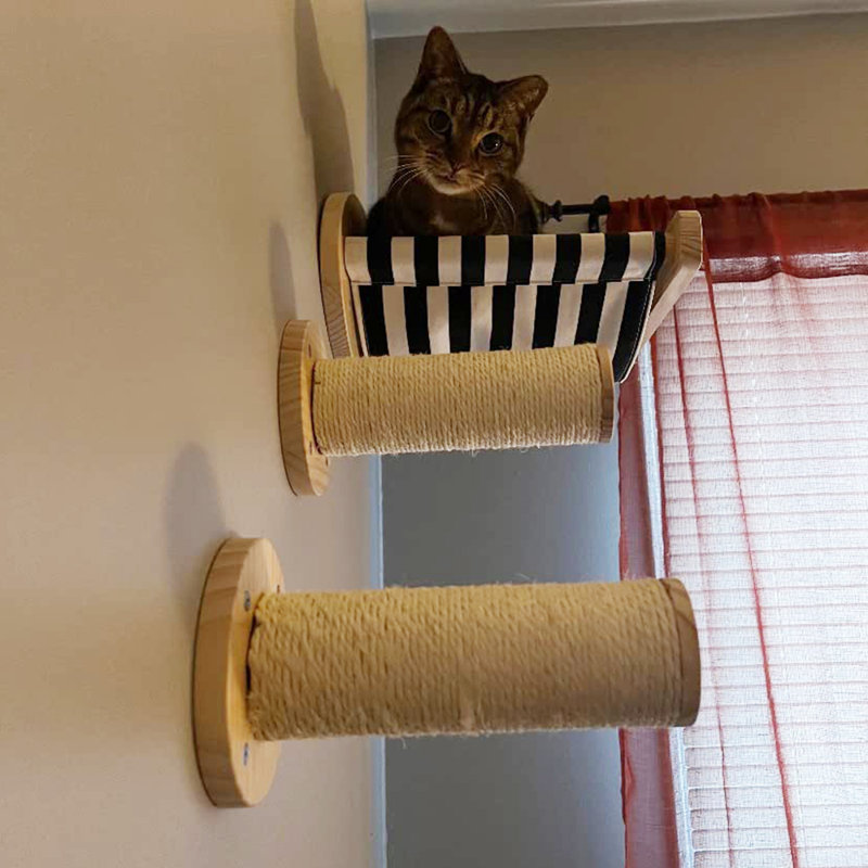 Cat Hammock with 2 Scratching Posts on Wall