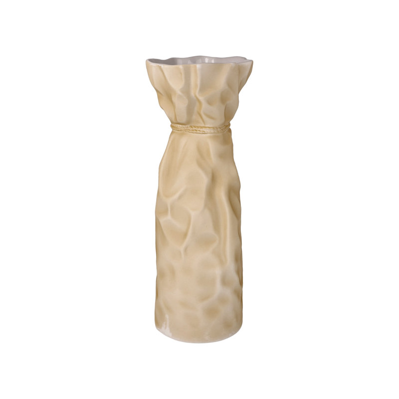 Handmade Made Of Biscuit Porcelain Table Vase, 30cm H x 11cm W x 11cm D, Beige