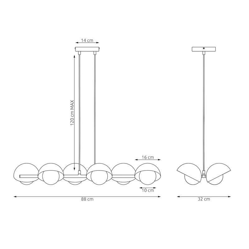 - Light Matt Pendant, 6 Lights, Mokka