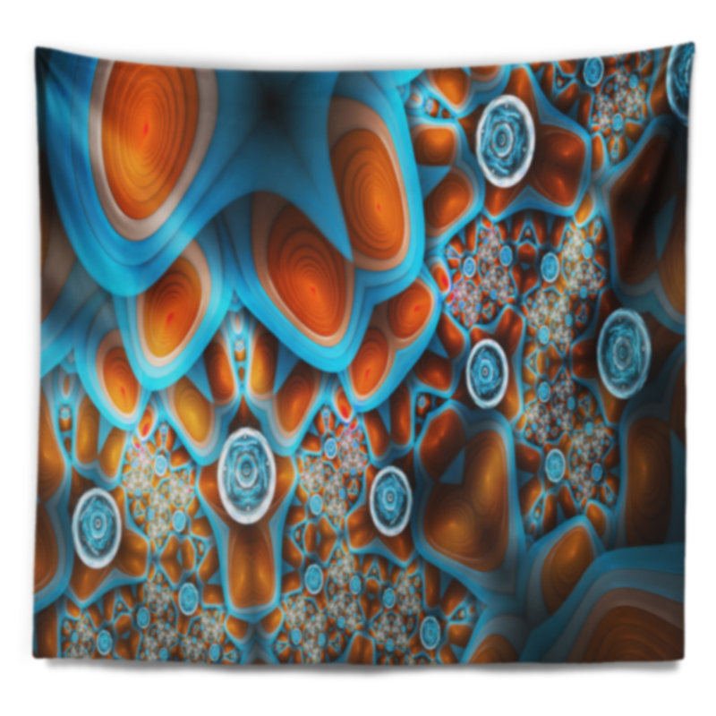 Tapisserie florale extraterrestre brune, H 78 po x l 92 po