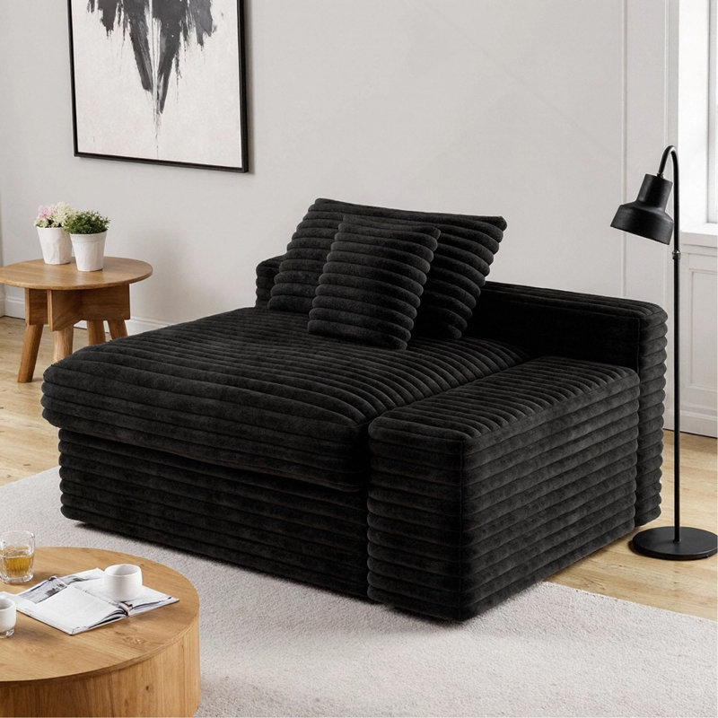 Canapé modulaire en velours côtelé Cozy, Noir