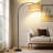 75" Arched Floor Lamp With Rattan Shade And Remote Control
