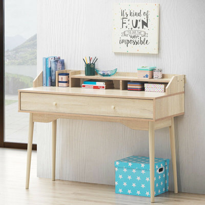 Writing Desk With Drawer Computer Wooden Desk-Natural by Corrigan Studio