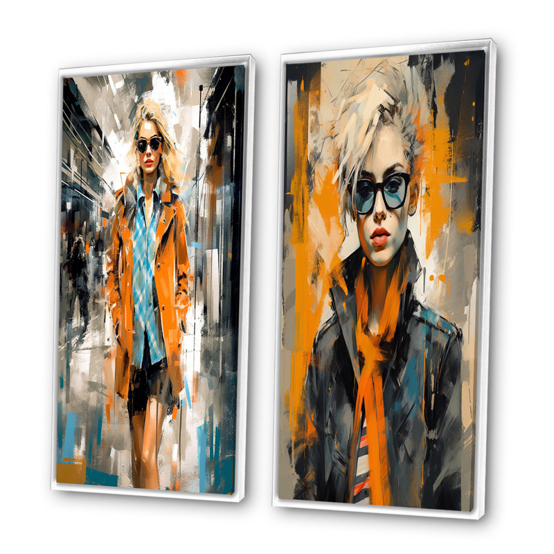 «Fashionable Blonde», 2 pièces, Cadre blanc, H 20 po x l 24 po