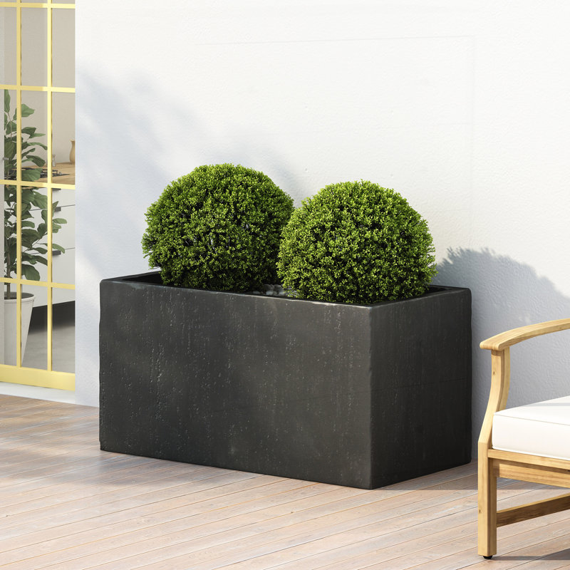 Outdoor Large Square Planter  35''L, 18" H x 35.25" W x 18" D, Black